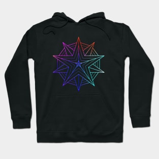 Neon Geometric Glyph Mandala Sigil Rune Sign Seal Cool Blue and Violet  - 397 Hoodie